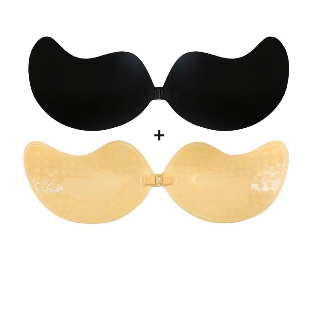 TEMU Of Nude Black Adhesive Bras For Women, Reusable Push-up Bras, Invisible Backless Bras For All