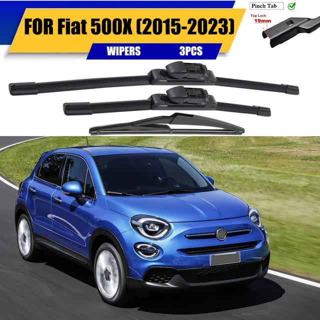 TEMU Windschutzscheibenwischer-Ersatz für Fiat 500X (2015-2023) - 26 Zoll + 14 Zoll + 10 Zoll - Premium Allwetter-Scheibenwischer-Set für Front und Hinten - OEM-Qualität (3er-Set)