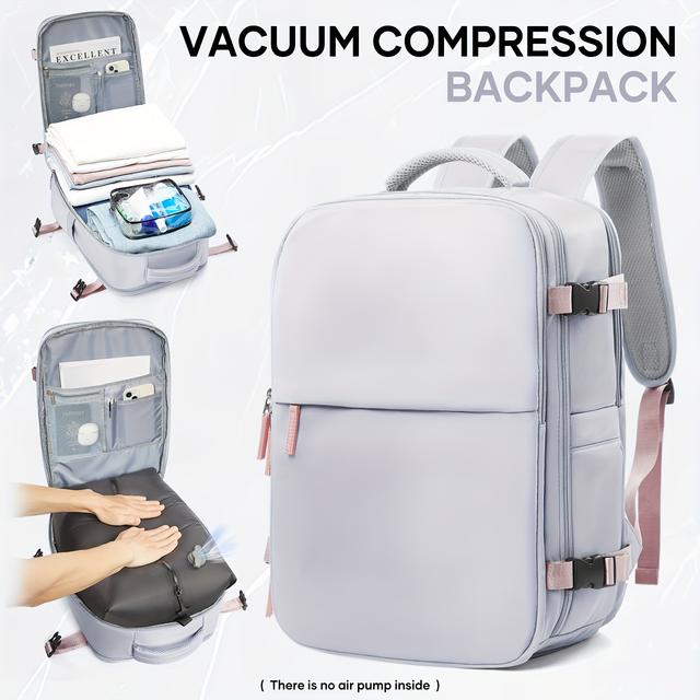 TEMU Unisex Vacuum Compression Backpack | Large 180-degree Fully Expandable Capacity With Independent Shoe Compartment, Lightweight For Outdoor Hiking