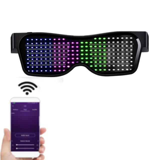 TEMU Led Control Programmable Dynamic Up Glasses For Raves Festivals Party