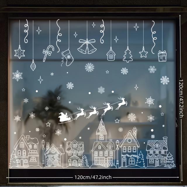 TEMU 9 archů (185 ks) vánočních samolepek na okna - PVC statické nálepky, ideální pro sváteční dekoraci