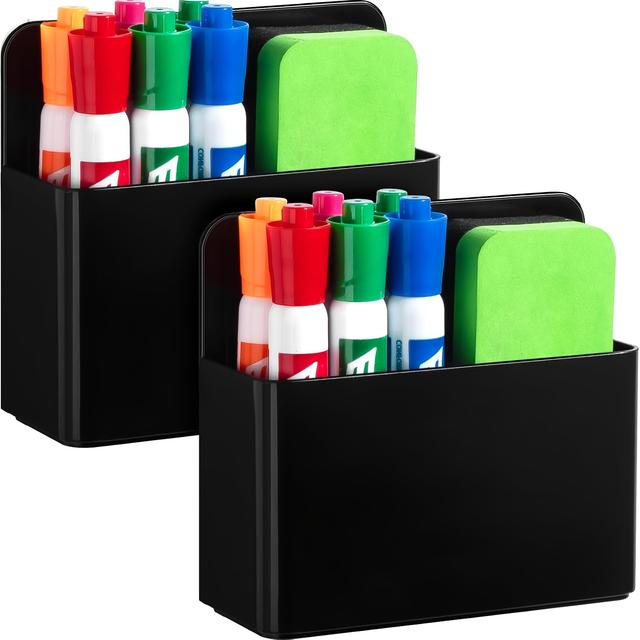 TEMU 2 Porte-stylos Magnétiques - Design Ergonomique en ABS pour Réfrigérateur, Blanc et Classe - Organisateur Léger avec Fixation Magnétique Sécurisée (Noir)
