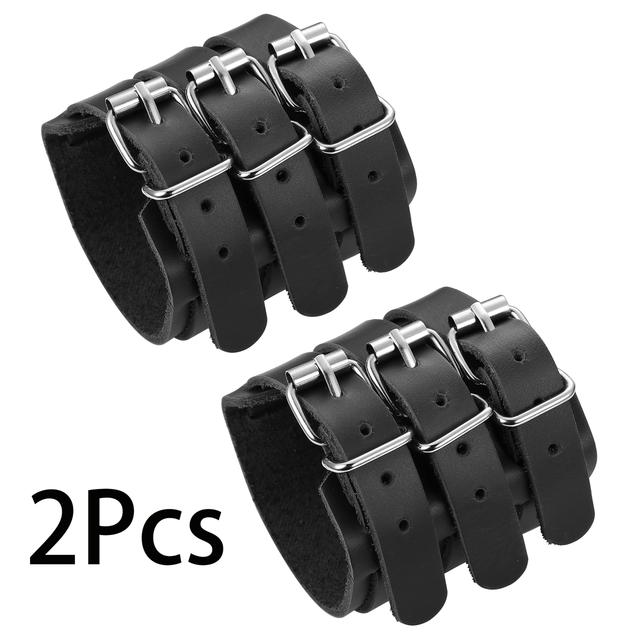 TEMU 2 шт. Ручної роботи крутий браслет з трьома смугами з PU шкіри Широкий браслет з PU шкіри для чоловіків та жінок