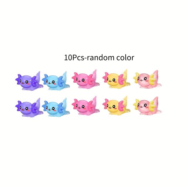 TEMU 10/30/50pcs Mini Axolotl Figures Color And Luminous Mini Resin Axolotl Glow In The Dark Tiny Charm Craft For Diy Garden Decoration
