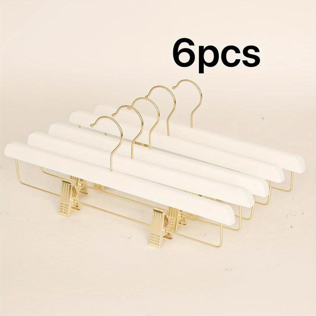 TEMU 6er-Pack Hosenbügel aus Holz, Jeansbügel aus Massivholz mit 2 verstellbaren Clips