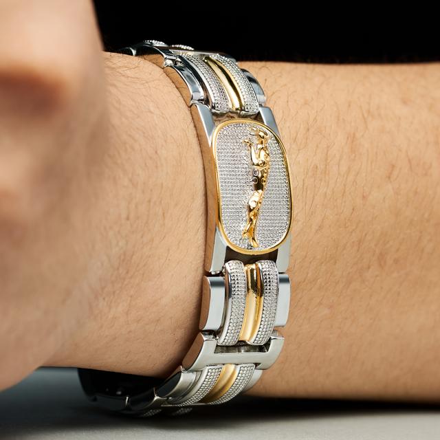 TEMU 1pc Bracelet Manchette pour Homme et Femme, Style Vintage en Laiton Plaqué Or 18K, Design Luxueux avec Étiquette Léopard, Idéal pour un , pour la Saint-Valentin et des Pères