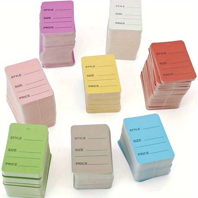 TEMU 500 Stück Preisschilder, 1,94" x 1,38" Weiße Papierschilder Größenetiketten Gutscheine Etiketten Kleidungsetiketten mit Boxverpackung