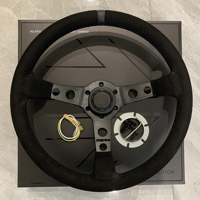 TEMU Racing 350mm Mod.07 Black Leather Steering Wheel - 14 Inch Drift M., Rally Simulation Game Steering Wheel