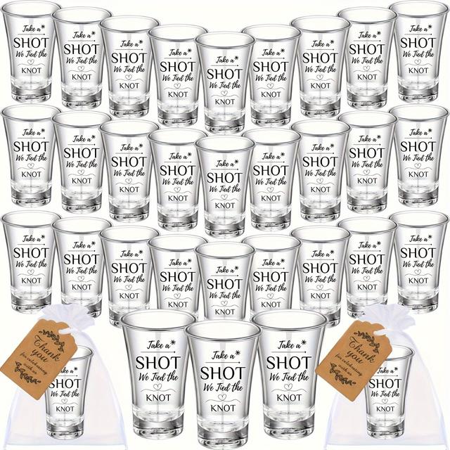 TEMU 50 Stück Hochzeitsgeschenk Shot-Gläser - 1.2oz Acryl 'Nimm einen Shot, Wir haben den Knoten gebunden' Becher mit Dankeschön-Anhängern & Organzabeuteln für Brautduschen & Gastgeschenke