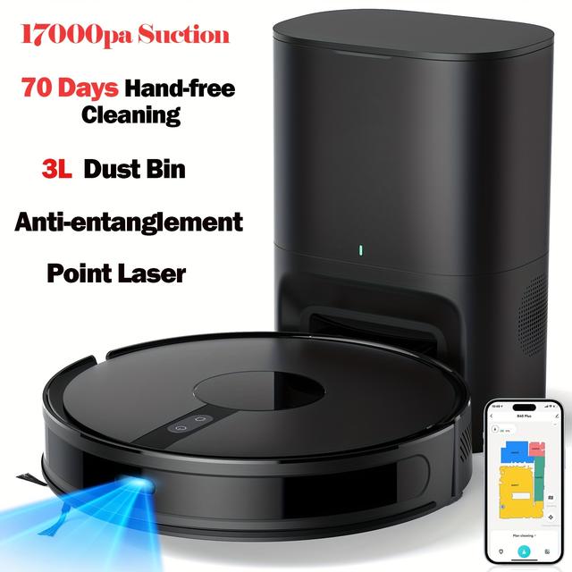 TEMU Lubluelu B40 Plus Robot Vacuum And Mop Combo - 17000pa Suction 20s To Collect Dust, Self-emptying, 3-in-1 Cleaning Solution For Pet Hair, Carpets, And Hard Floors With Self-charging Feature