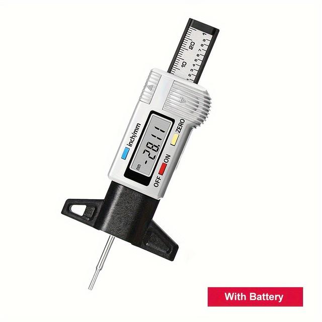 TEMU Digital Tire Tread Depth Gauge 0-25.4mm Inch With Large Lcd Display, Accurate Measuring Tool For Cars, Trucks, Motorcycles - Vodlbov, Tire Gauge