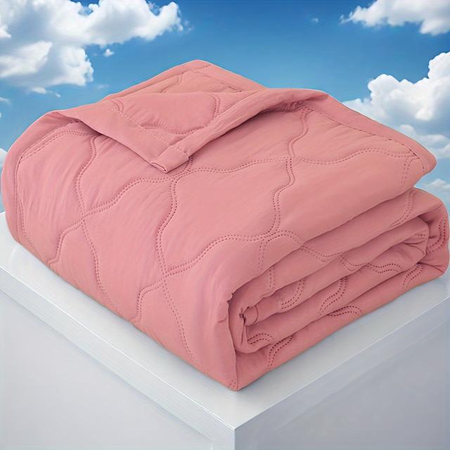 TEMU 100% Polyester Lightweight Quilt - Solid Color, Brushed Finish With Technology Embossing For All - Cooling Bedding For Bedroom, Living Room & Outdoor Use