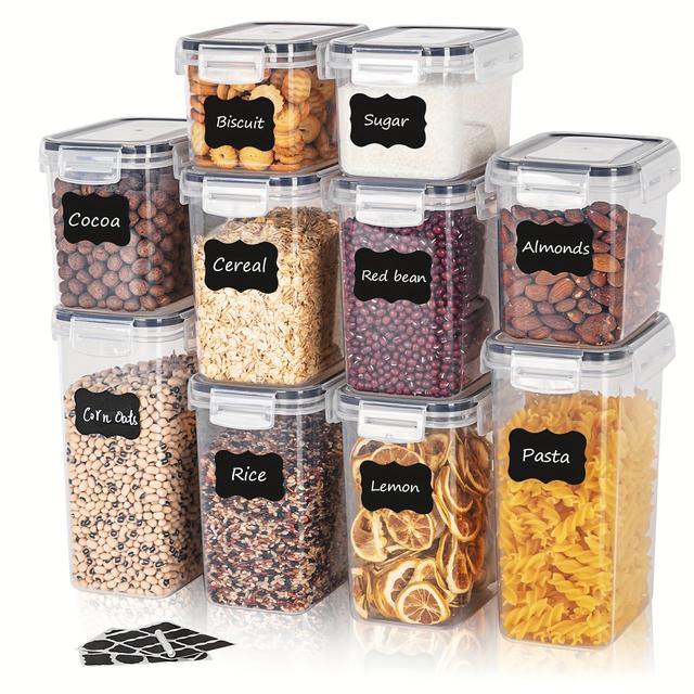 TEMU Rv Kitchen Essential! 10pcs Airtight Food Storage Containers With Lids - Bpa Free, Storing Sugar, Flour, And Baking Supplies, Dishwasher Safe, Includes Labels & Marker For Easy Organization