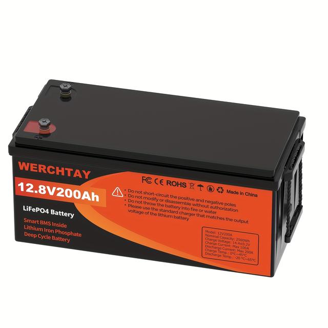 TEMU 200ah Batteries Lifepo4 Batteries - 12.8v 2560wh Bms Control - High Capacity Lithium Batteries For Yards, Boats, Batteries, Homes And Other Outdoor Off-grid Systems - 4000+ Cycles -