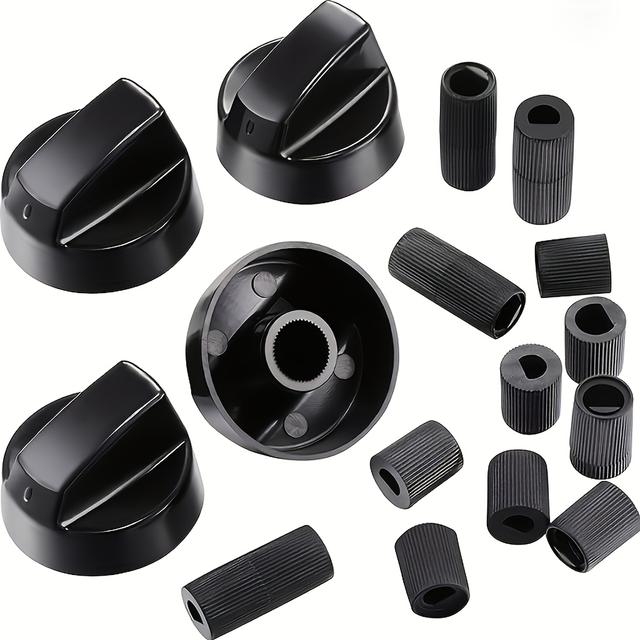 TEMU 4 Pack Black Universal Control Knob Replacements With 12 Adapters For Oven/stove/range, Please Check The Dimensions To See If Match