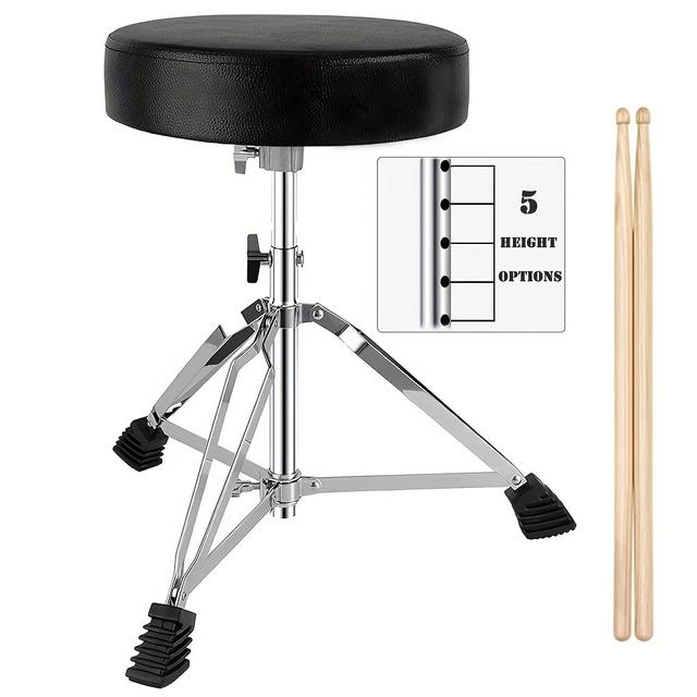 TEMU Drum Stool With 5a Drumsticks, Comfortable Drum Seat Surface, Adjustable Height, Stable Structure