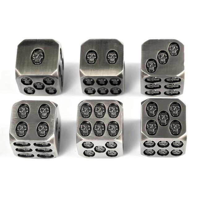 TEMU Ensemble de 6 dés D6 en d'aluminium - Parfait pour le jeu de rôle Dungeons & Dragons, Accessoires de jeux de société | Dés au design crâne | Dés durables pour les jeux, Dungeons et Dragons