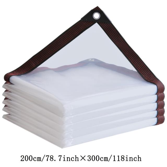 TEMU 10x20/6,6x10ft Průhledná Voděodolná Plachta s Očky, Venkovní Kryt na Zahradu, Auto, Déšť, Sníh a Prach pro Terasu, Verandu, Balkon, Skleník, Automobil