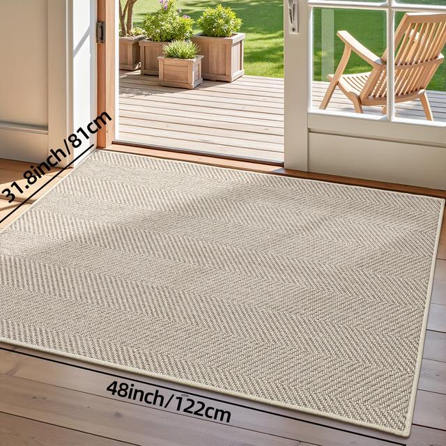 TEMU A Easy Textured Doormat With Stripes, Suitable For , Featuring A Non-slip Design For Home Use, Durable And Resistant To Wear, Perfect For Summer And Autumn Home Decoration