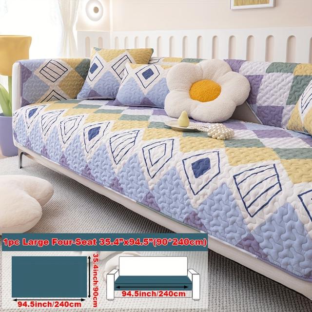 TEMU 1pc 순기하학 패턴 순 소파 매트 올 시즌 유니버설, 거실 및 침실 장식, 미끄럼 방지 소파 커버 - 기하학