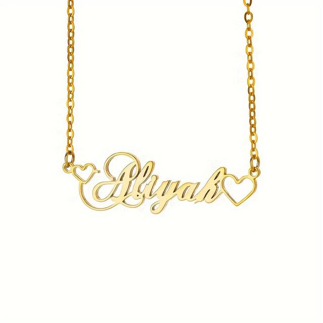 TEMU Customized Love-name Necklace For Women - Stainless Steel, Waterproof, Elegant, And Everyday Wear Or Gifting