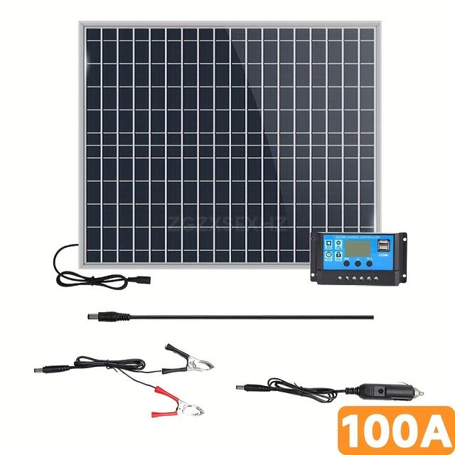 TEMU Zgzxsexhz 1pc 20w Solar Panel Kit With Optional 60a/80a/100a Controller, Output 12v/18v/24v, 5v Usb For Outdoor Yard, Power Bank And Car Phone Charger