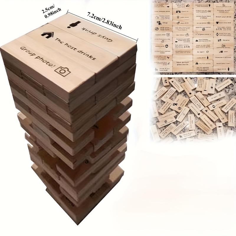 TEMU 48pcs Party Drinking Game - Tumbling Tower Blocks, Wooden Stacking Blocks, Party Drinking Tumbling Tower Game, Traditional Game Using Brick-laying Tumble For Parties