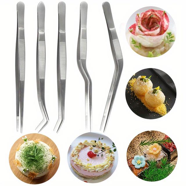TEMU Juego de 5 pinzas de cocina, kit de pinzas de cocina de acero inoxidable, tenazas, pinzas de chef profesionales, adecuadas para cocinar, reparaciones, , asar , herramientas de cocina multiusos