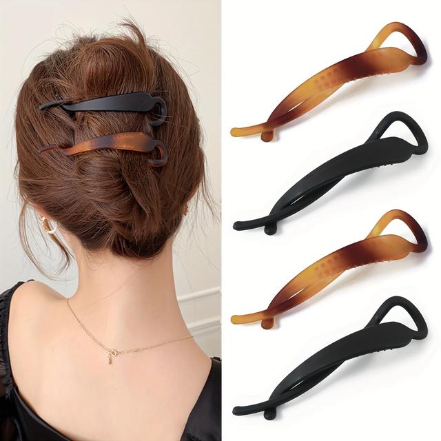 TEMU 4pcs Pinzas para el Cabello Francés para Mujer - Pinzas Planas de Acrílico para Cabello Fino, Pinzas de para Todo Tipo de Cabello