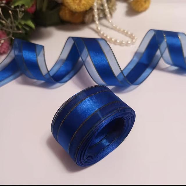 TEMU 108-inch Golden- Sheer Organza Ribbon For Diy Bows, Birthday Cake Decorating & Gift Wrapping - In Multiple Colors