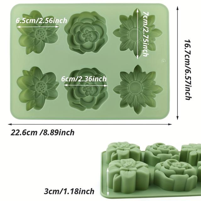 TEMU 1 Silicone Flower-shaped Cake Mold | Versatile For Cakes, , Pudding, Chocolate, Candy, Soap, Candles - Green, Multi-holiday Use