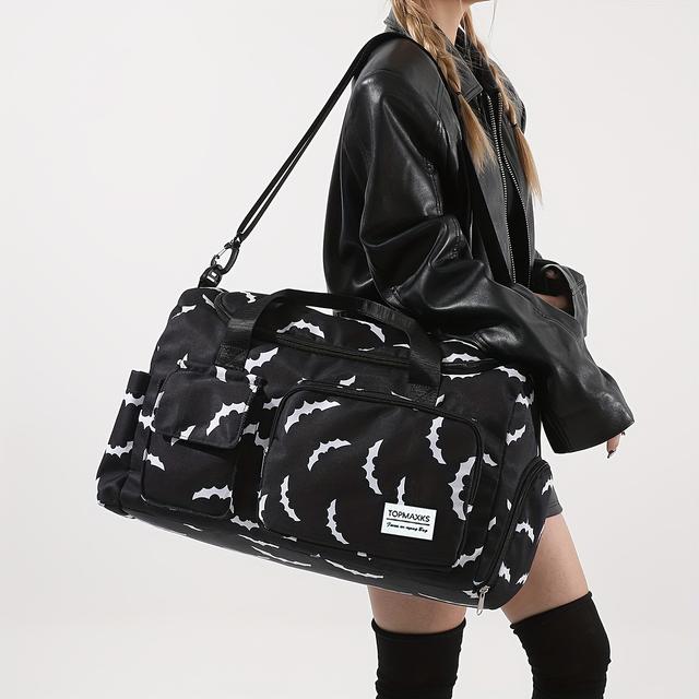 TEMU Bagagem de Viagem Duffel Weekender com Estampa de e Bolso para Sapatos Molhados, Bolsa Grande Capacidade para e Trabalho , Mala Leve para Esportes e Ginásio