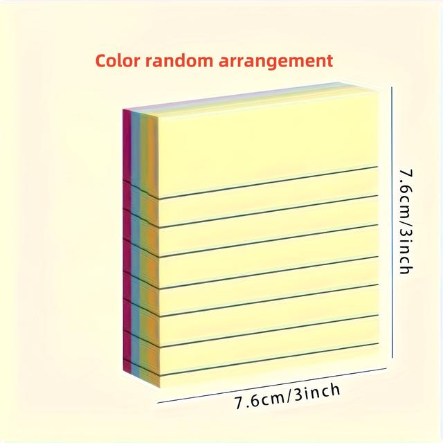 TEMU 1 unidade/100 folhas de notas adesivas coloridas, quadradas, , conjunto de notas adesivas horizontais, para a vida e o trabalho, adequadas para uso doméstico, escolar escritório