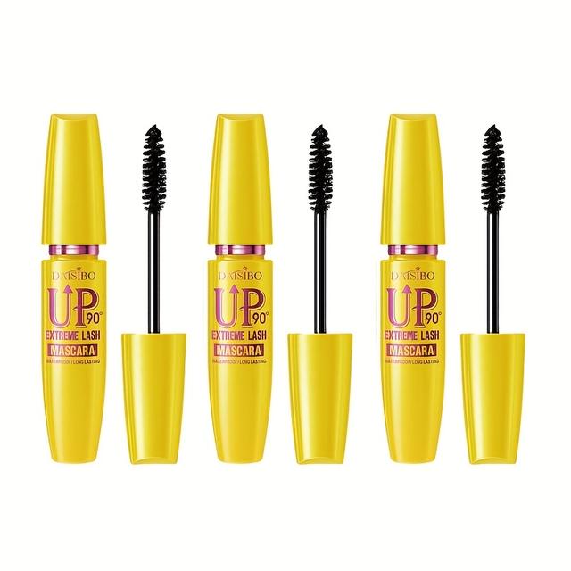 TEMU 3pcs 90° Lift Waterproof Sweat-proof Easy To Remove Mascara For Long-lasting Makeup Without Smudging, Thick And Lasting Mascara