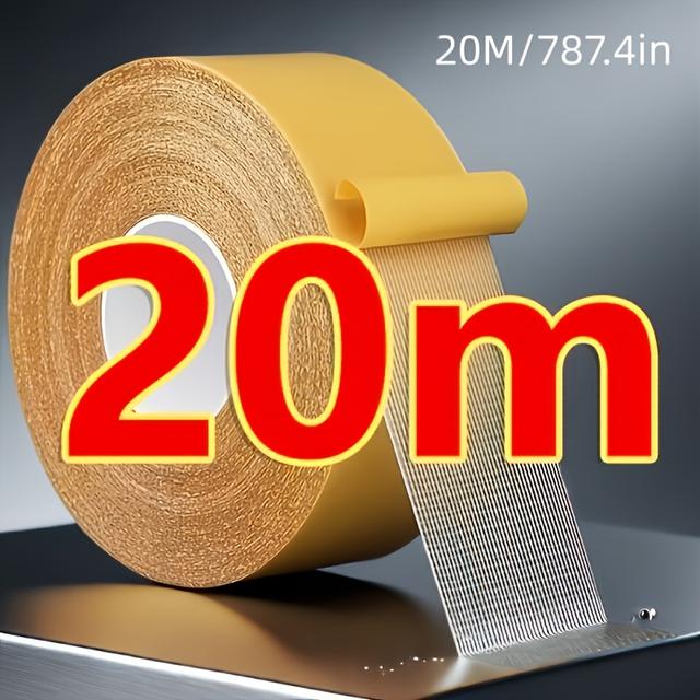 TEMU A Roll Of 787.4-inch Pe Double-sided Tape With Strong Adhesive, Suitable For Walls, Fiberglass Mesh, Wood, Plastic, And Metal Surfaces