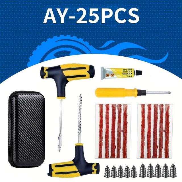 TEMU Tire Repair Kit Contains Strong Glue Complete Set Fixes Punctures, Nail Holes & Damage