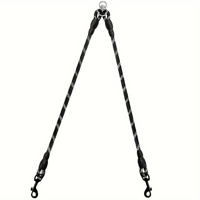 TEMU Reflective Dual Dog Leash For - Comfortable Nylon With Stripe Pattern, -, Pet Owners Of Multiple Dogs, Under 4ft Length