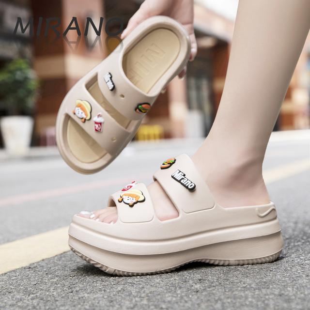 TEMU Women' Thick Platform High-heeled Slippers - Slip- Ankle Strap High Quality Mule Sandals Suitable For Indoor/outdoor Wear, Thick Platform Heels For Height, Comfortable, Women Shoes