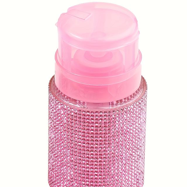 TEMU A Liquid Dispenser With Rhinestones, Suitable For Nail Products Such As Alcohol Sanitizers And Nail Polish Removers. Refillable And Used With Cleaning Bottles And Nail Care Containers.