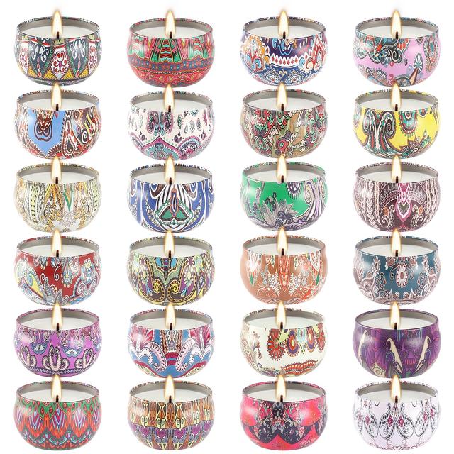 TEMU [24pcs] Aroma Candle Set, Long-lasting Fragrance, Soothing, For Girlfriends/ / / Colleagues/ Clients/ / Hobby Yoga Or Meditation/ International Students, A "foolproof" Gift.