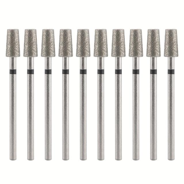 TEMU 10pcs Set Of Nail Drill Bits, Conical Cuticle Drill Bits, Professional Electric Nail File Safety Bits For Removing Dead Skin, Cuticles, And Acrylic Nails