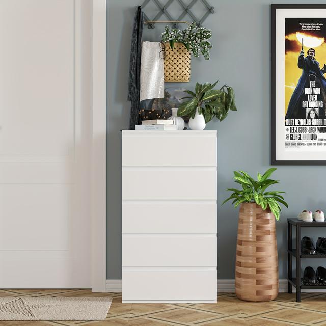 TEMU Cajonera Kealive, Armario de Almacenamiento de 5 Cajones, Armario de de Suelo para Dormitorio, , 55x33x100 Cm