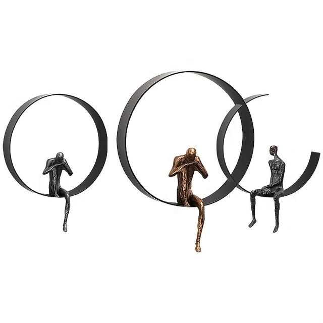 TEMU Vintage Style Resin Statue Sculpture, Wall Mounted Art Decor For Living Room, Wedding Occasion, Modern Minimalist Home Decor, Fiber Wall Hanging For Bar, Lounge, Staircase