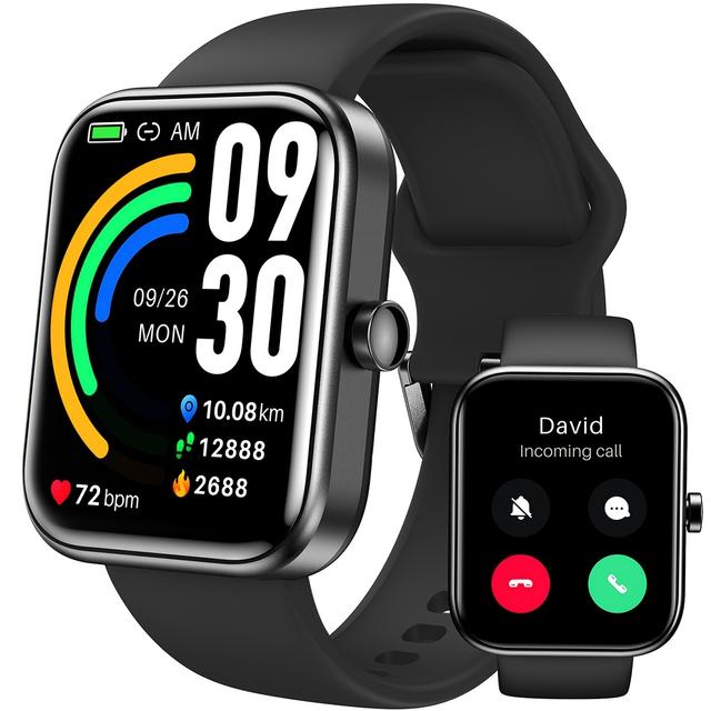 TEMU スマートウォッチ、睡眠モニター付き - 男女兼用のフィットネストラッカー、100以上のエクササイズモード、USB充電、AndroidおよびiPhone対応