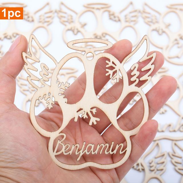 TEMU Personalised Wooden Christmas Hanging Ornaments, Unique Festive Paw And Tree Decoration, Laser Cutting With Customized Name Snowflake Ornament