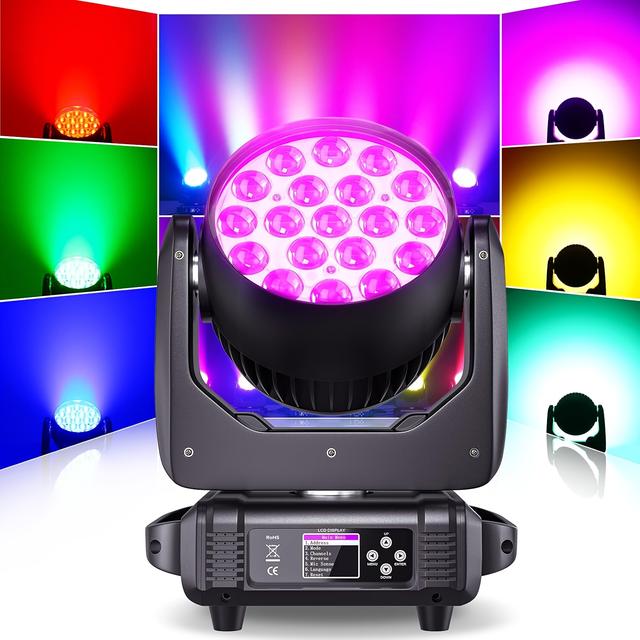 TEMU 19x25w Dmx Stage Lights With Moving Head, Featuring Zoom, Beam, And Wash Capabilities In Rgbw For Events Like Parties, Live Shows, Discos, Concerts, Weddings, And Christmas Celebrations.