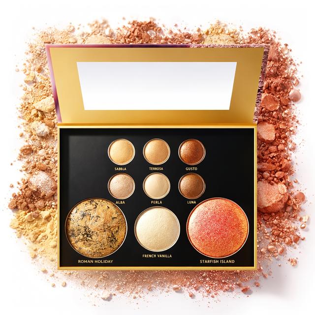 TEMU 9-color Warm Nude Golden Makeup Palette With Mirror | Matte & Shimmer Glitter | Pigmented, , Long-wear
