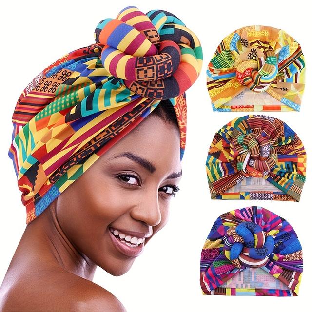 TEMU Juego de 3 Piezas de Turbante con Estampado Africano y Placa de para la Cabeza