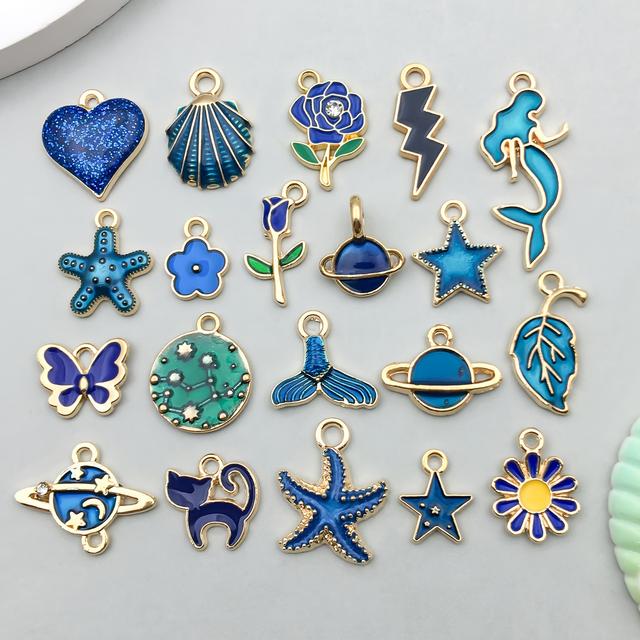 TEMU 20 قطعة إكسسوارات مجوهرات من سبيكة مينا داكنة - سلسلة قلادات، أقراط، ميداليات، تصاميم متنوعة لصنع المجوهرات، أساور، قلائد، DIY