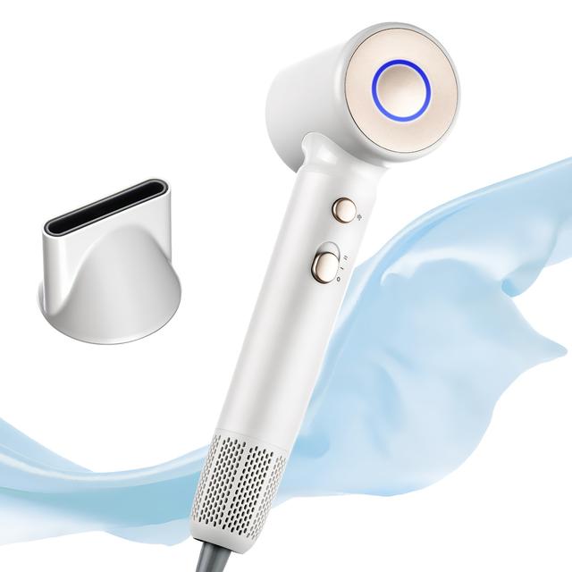 TEMU 高風量ヘアドライヤー、速乾性、2億個の高濃度マイナスイオン搭載、静電気防止、1万1000回転/分、高温・低温調節可能、軽量コンパクト設計、磁石ノズル付きライカム、女性用旅行用ハンドドライヤー